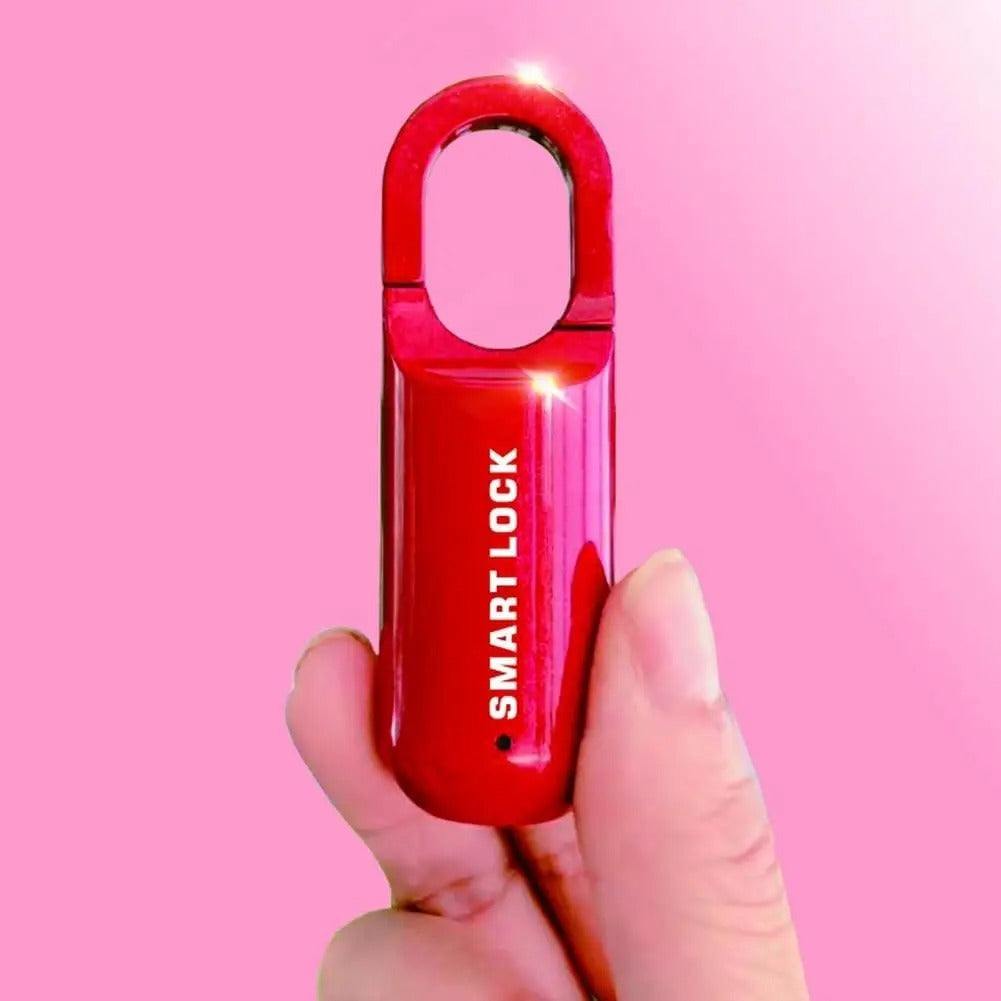Candado inteligente rojo metálico compacto con diseño moderno y tecnología avanzada para Seguridad Inteligente